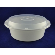 1000P PP Round Black/White Container w/ Clear PP Lid